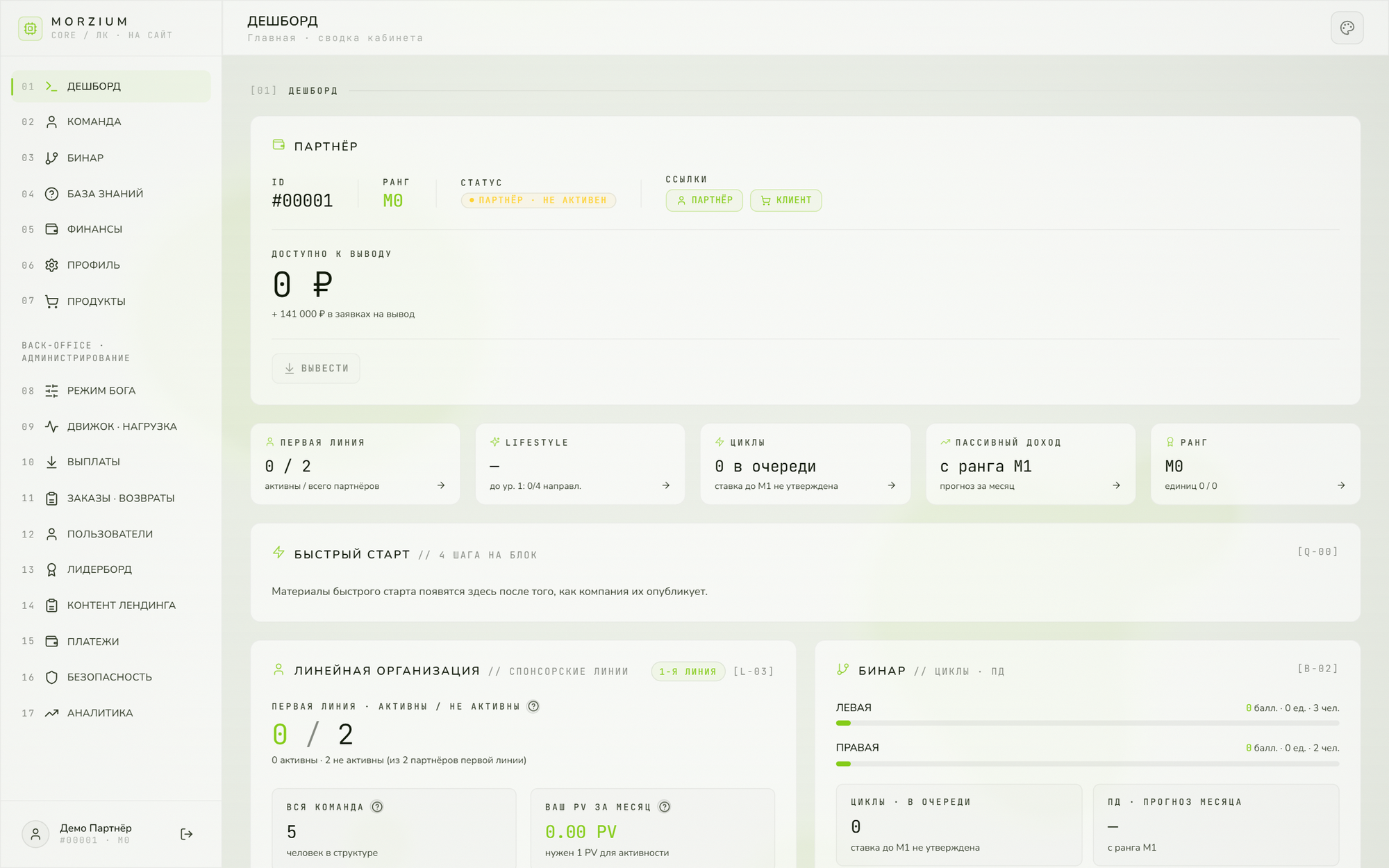 MORZIUM — интерфейс проекта